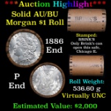***Auction Highlight***  AU/BU Slider Brinks Shotgun Morgan $1 Roll 1886 & 'P' Ends Virtually UNC (f