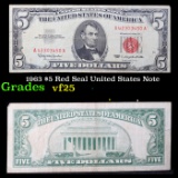 1963 $5 Red Seal United States Note Grades vf+