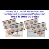 Group of 2 United States Mint Set in Original Government Packaging! From 1988-1989 with 20 Coins Ins