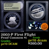 Proof 2003-P First Flight Modern Commem Dollar $1 Graded GEM++ Proof Deep Cameo By USCG