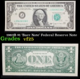 1963B $1 'Barr Note' Federal Reserve Note Grades vf+