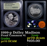 Proof 1999-p Dolley Madison Modern Commem Dollar $1 Graded GEM++ Proof Deep Cameo By USCG