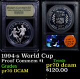 Proof 1994-s World Cup Modern Commem Dollar $1 Graded GEM++ Proof Deep Cameo By USCG
