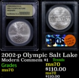 2002-p Olympic Salt Lake Modern Commem Dollar $1 Graded ms70, Perfection By USCG