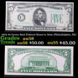 1934 $5 Green Seal Federal Reserve Note (Philadelphia, PA) Grades Choice AU/BU Slider