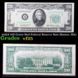 1950A $20 Green Seal Federal Reserve Note (Boston, MA) Grades vf+
