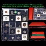 20 Collectible Coins Including Silver, Mercury, Barber, Bust, Flying Eagle, Indian, Large Cent, Proo