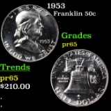 Proof 1953 Franklin Half Dollar 50c Grades GEM Proof