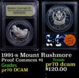 Proof 1991-s Mount Rushmore Modern Commem Dollar $1 Graded GEM++ Proof Deep Cameo By USCG