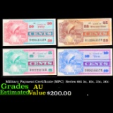 Military Payment Certificate (MPC)  Series 661 5c, 10c, 25c, 50c Grades AU, Almost Unc