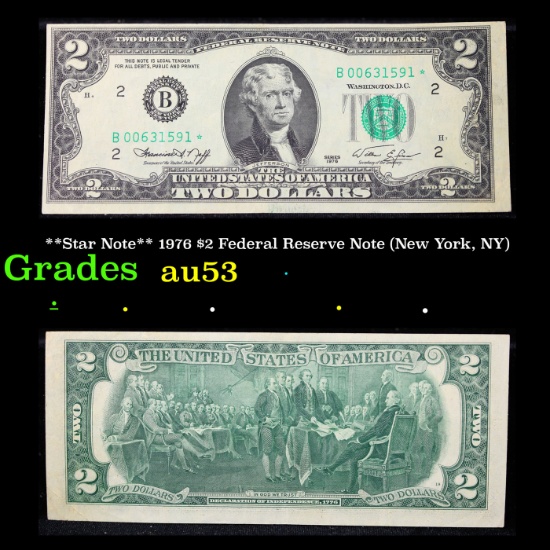 **Star Note** 1976 $2 Federal Reserve Note (New York, NY) Grades Select AU