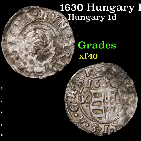 1630 Hungary Denar Silver Coin Grades xf