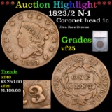 ***Auction Highlight*** 1823/2 N-1 Coronet Head Large Cent 1c Graded vf30 By SEGS (fc)