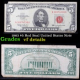 1963 $5 Red Seal United States Note Grades vf details