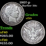 1907-p Barber Half Dollars 50c Grades vf++