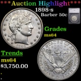 ***Auction Highlight*** 1898-s Barber Half Dollars 50c Graded ms64 By SEGS (fc)