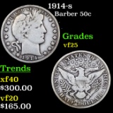 1914-s Barber Half Dollars 50c Grades vf+