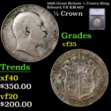 1908 Great Britain 1/2 Crown King Edward VII KM-802 Graded vf35 By SEGS