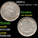 1868-s Seated Liberty Half Dime 1/2 10c Grades AU Details