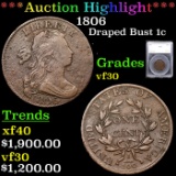 ***Auction Highlight*** 1806 Draped Bust Large Cent 1c Graded vf30 By SEGS (fc)