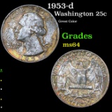 1953-d Washington Quarter 25c Grades Choice Unc