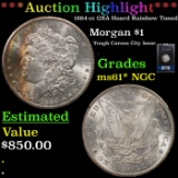 ***Auction Highlight*** NGC 1884-cc Morgan Dollar GSA Hoard Rainbow Toned $1 Graded ms61* BY NGC (fc