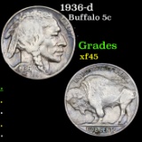 1936-d Buffalo Nickel 5c Grades xf+