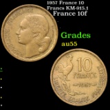 1957 France 10 Francs KM-915.1 Grades Choice AU