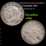 1945 Canada 10 Cents 10c KM-34 Grades vf++