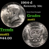 1964-d Kennedy Half Dollar 50c Grades GEM Unc