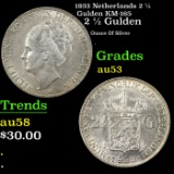 1933 Netherlands 2 1/2 Gulden KM-165 Grades Select AU