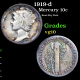 1919-d Mercury Dime 10c Grades vg+