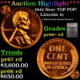 Proof ***Auction Highlight*** 1942 Lincoln Cent Near TOP POP! 1c Graded pr66+ rd BY SEGS (fc)