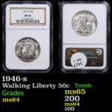 NGC 1946-s Walking Liberty Half Dollar 50c Graded ms64 By NGC