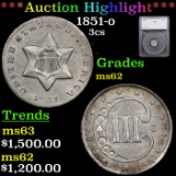 ***Auction Highlight*** 1851-o Three Cent Silver 3cs Graded ms62 By SEGS (fc)