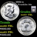 1951-s Franklin Half Dollar 50c Graded ms65+ FBL By SEGS