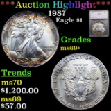 ***Auction Highlight*** 1987 Silver Eagle Dollar $1 Graded ms69+ By SEGS (fc)