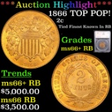 ***Auction Highlight*** 1866 Two Cent Piece TOP POP! 2c Graded ms66+ RB BY SEGS (fc)