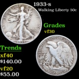 1933-s Walking Liberty Half Dollar 50c Grades vf++