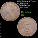 1873 Britain 1 Penny 1p KM-749.2 Grades f, fine