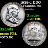 1959-d Franklin Half Dollar DDO 50c Grades GEM+ FBL