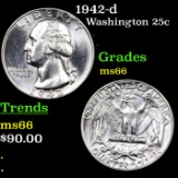 1942-d Washington Quarter 25c Grades GEM+ Unc