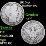 1915-p Barber Half Dollars 50c Grades vg+