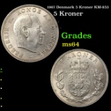 1967 Denmark 5 Kroner KM-853 Grades Choice Unc