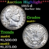 ***Auction Highlight*** 1915-d Barber Half Dollars 50c Graded Select+ Unc BY USCG (fc)