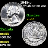 1948-p Washington Quarter 25c Grades GEM+ Unc
