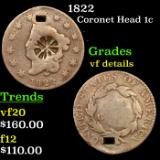 1822 Coronet Head Large Cent 1c Grades vf details