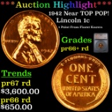 Proof ***Auction Highlight*** 1942 Lincoln Cent Near TOP POP! 1c Graded pr66+ rd BY SEGS (fc)