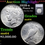 ***Auction Highlight*** 1928-s Peace Dollar $1 Graded ms64 By SEGS (fc)