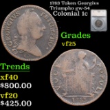 1783 Token Georgivs Triumpho Colonial Cent gw-54 1c Grades vf+ By SEGS